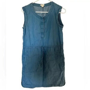 5/$30 J Crew Women's XXS‎ Dress Blue Denim Chambray Sleeveless Cinch Waist